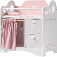Robotime ROBUD Baby Doll Crib Kid Wooden Bed Furniture Toddler 3+,Pink