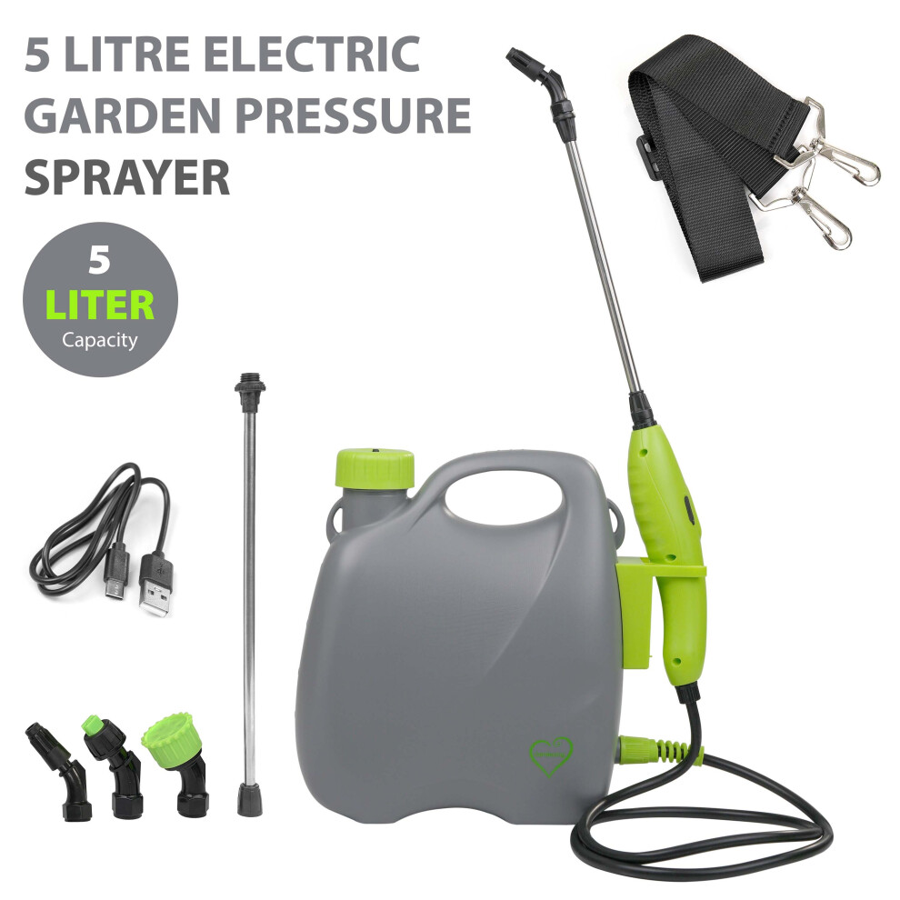 5L Electric Garden Sprayer Battery Powered Sprayer with 3 Mist Nozzles Sprayer