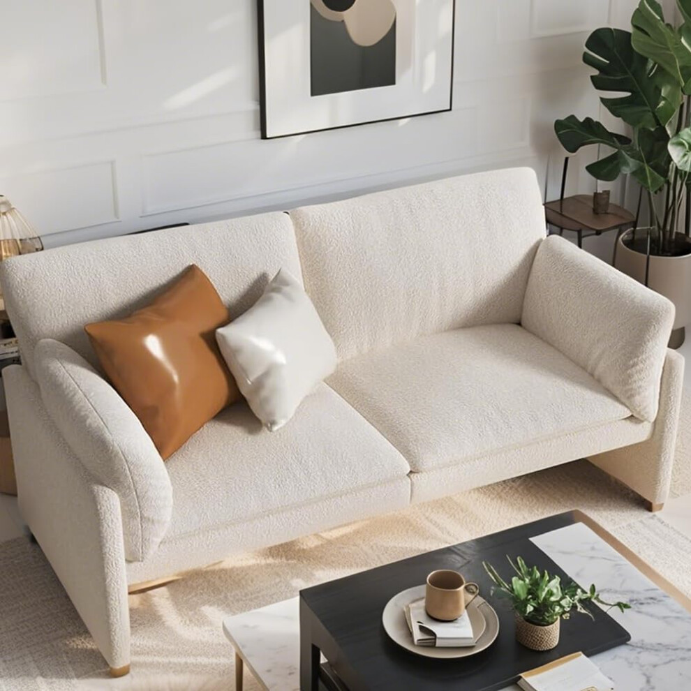 (White) YODOLLA172cm Leather Sofa Couch 2 Seater Love Seat