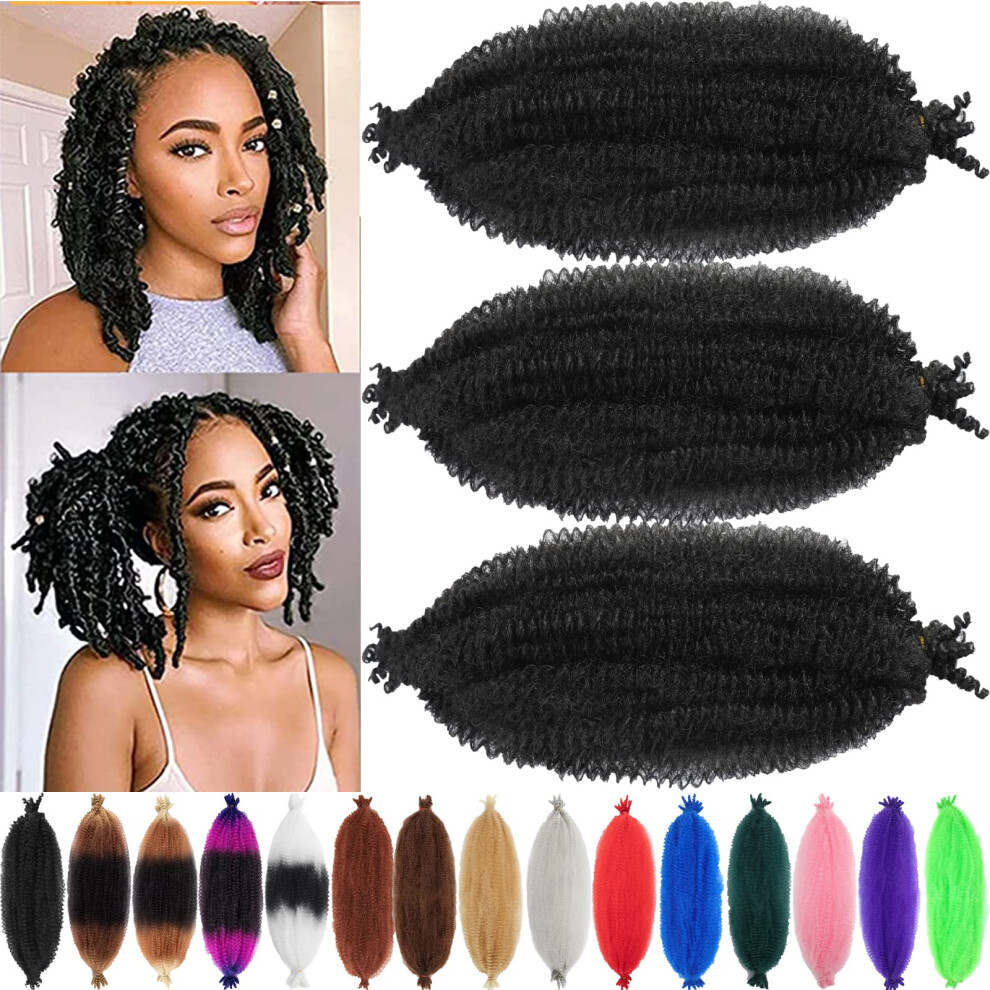 Kossys Unisex 3 Packs Springy Afro Twist Hair 10 Inch 1B Pre-Separated Marley Twist Braiding Hair Soft Synthetic Crochet For Distressed Faux Locs Spring T