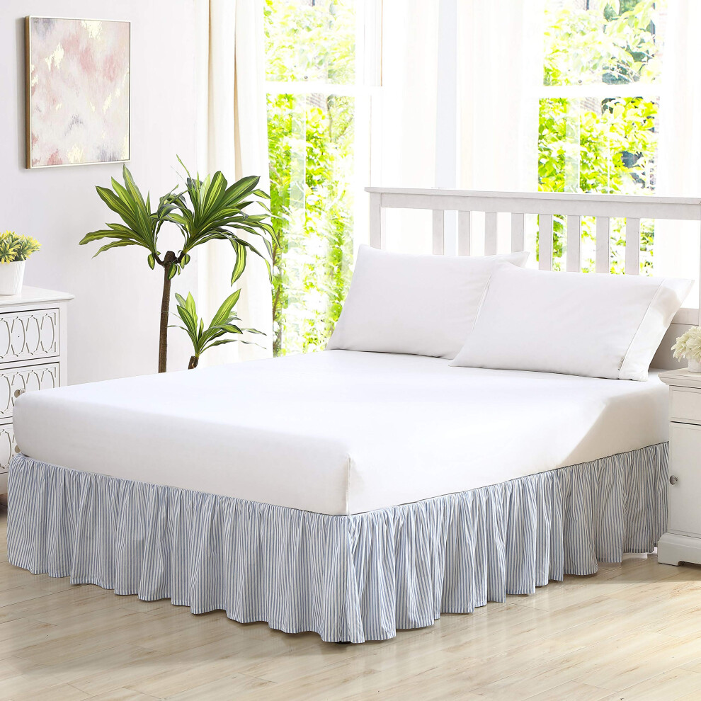 Laura Ashley Home - Cotton Ruffled Bedskirt  Lightweight Home Decor with Classic Style (Blue  Twin)