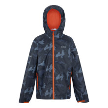 (11-12 Years, Navy/Tangerine Tango) Regatta Childrens/Kids Lever II Camo Waterproof Jacket