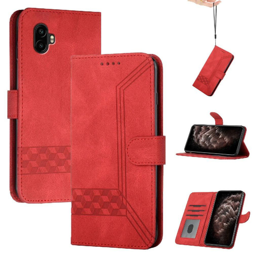 (Red) Compatible With Samsung Galaxy Xcover 7 Pro Card Cover With Handy Stand Feature Pu Leather Wallet Red 764544171717