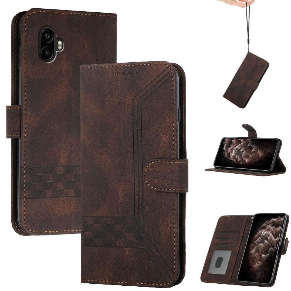 (Brown) Compatible With Samsung Galaxy Xcover 7 Pro Card Cover With Handy Stand Feature Pu Leather Wallet Brown 764544171748