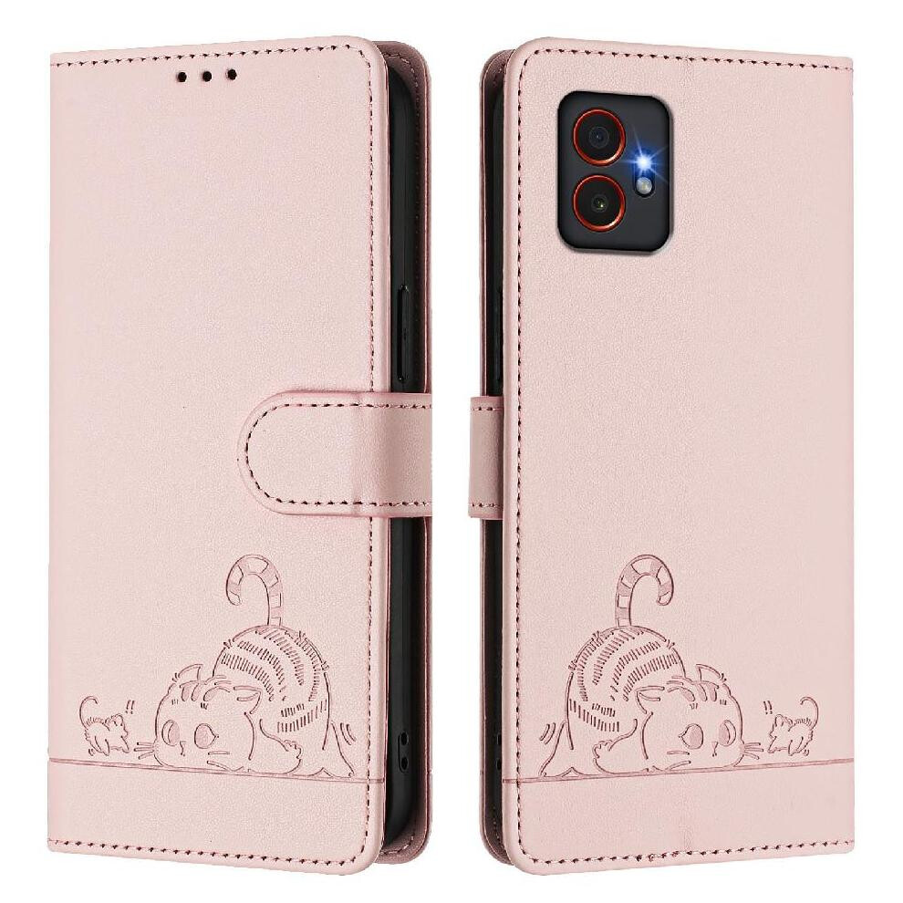 (Pink) Case For Samsung Galaxy Xcover7 Pro Cat Rfid Wallet Flip Cover Card Slot Holder Kickstand Pink 764544171953