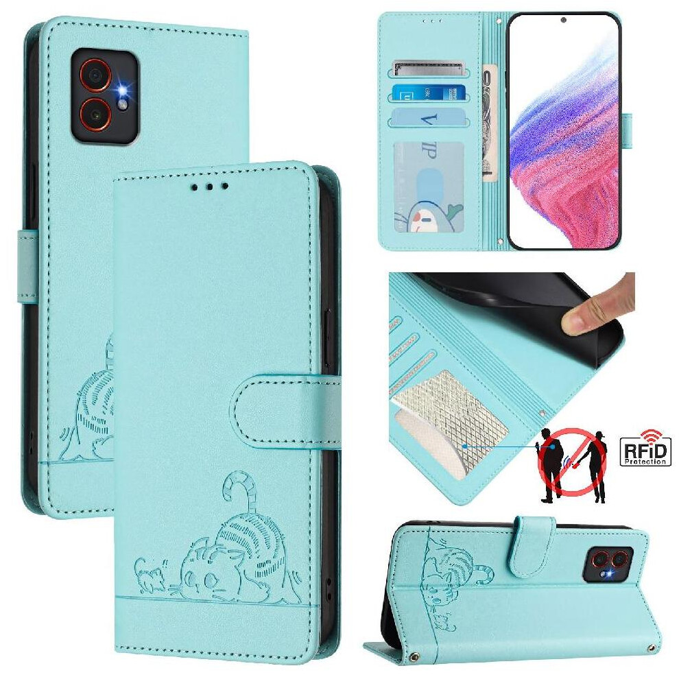 (Green) Case For Samsung Galaxy Xcover7 Pro Cat Rfid Wallet Flip Cover Card Slot Holder Kickstand Green 764544171946