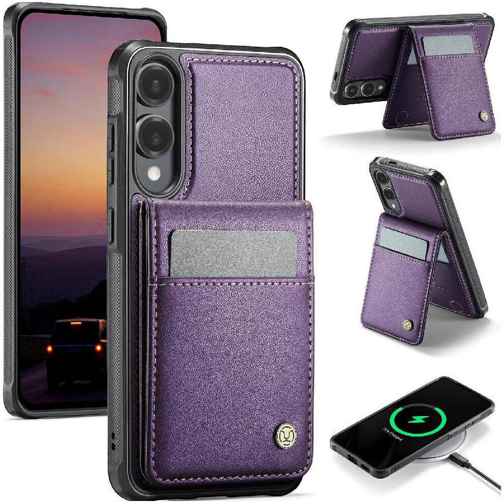 (Purple) Case For Samsung Galaxy S25 Edge Stand Wireless Charging Cardsllots Rfid Purple 764544173582