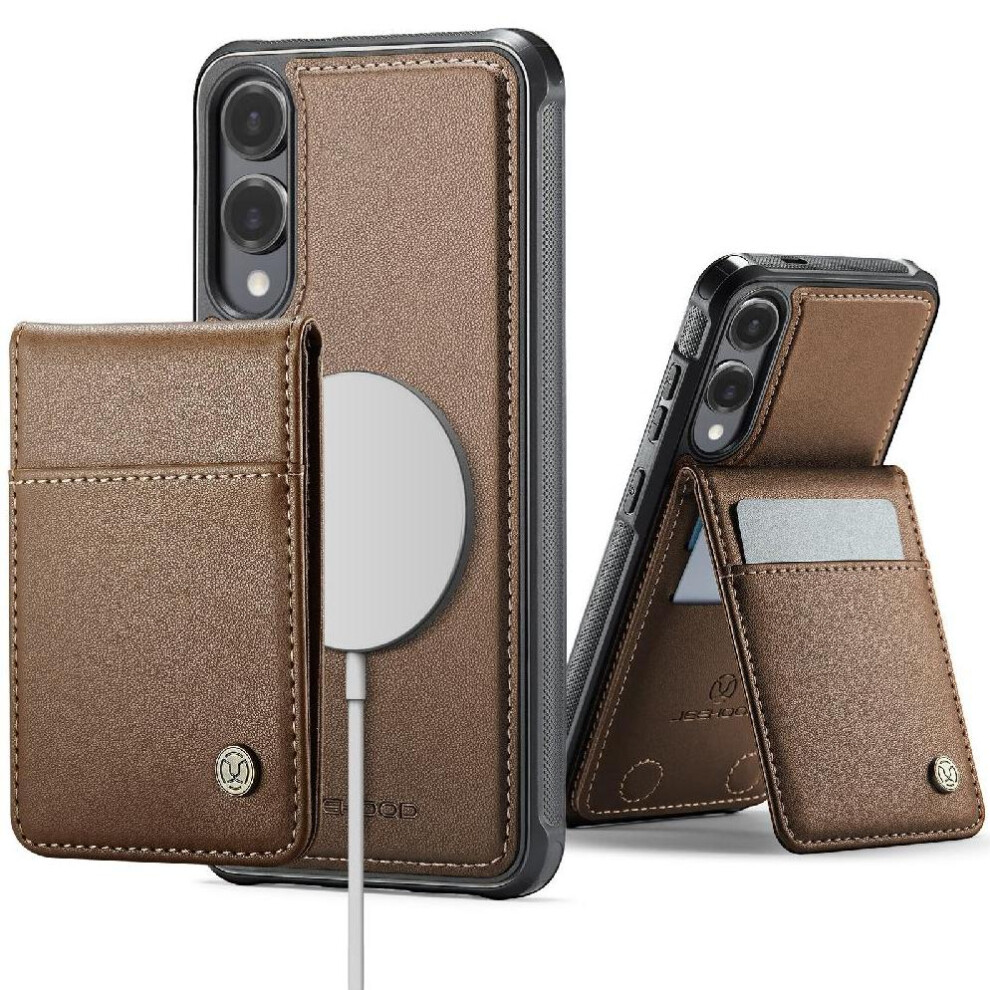 (Brown) Case For Samsung Galaxy S25 Edge Stand Wireless Charging Cardsllots Rfid Brown 764544173599