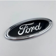 (Black, 1 pcs) 150mm x 58mm Ford badge transit oval BLACK Chrome front/rear Emblem focus mondeo