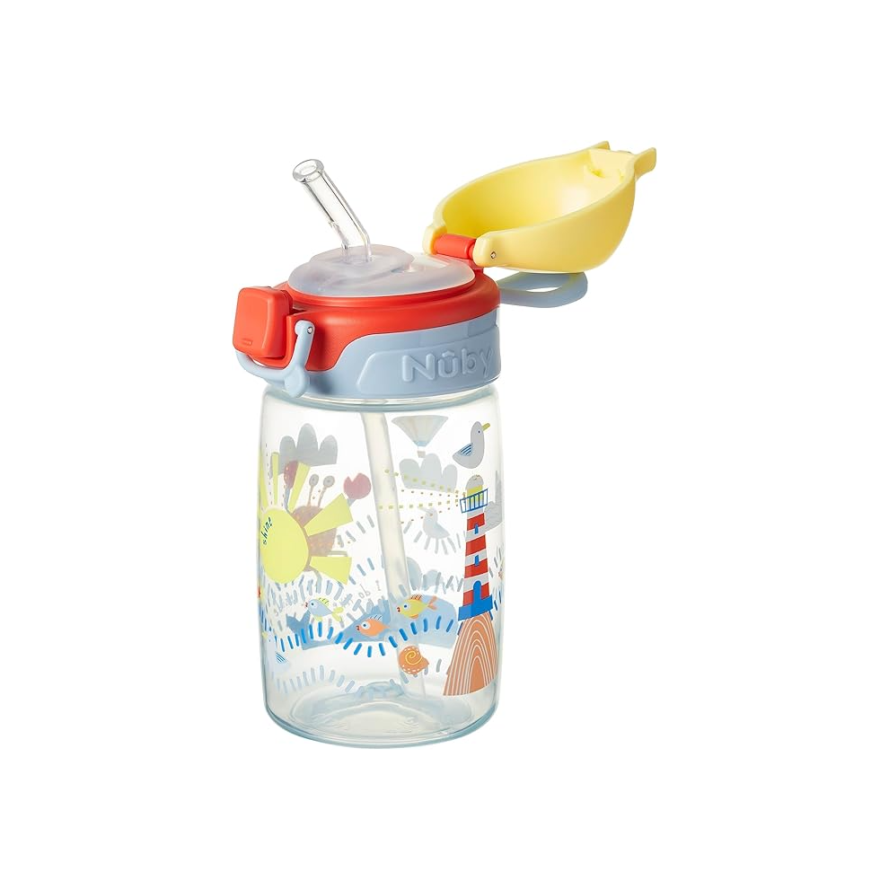 Nuby Super Straw Water Bottle - No Spill Activ