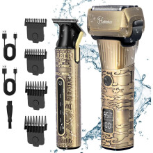Foil Shaver Electric Shaver Men Shaver T Blade Trimmer Beard Trimmer Mustache Clipper Hair Clipper LED Display Waterproof Shaver Set 2 in 1
