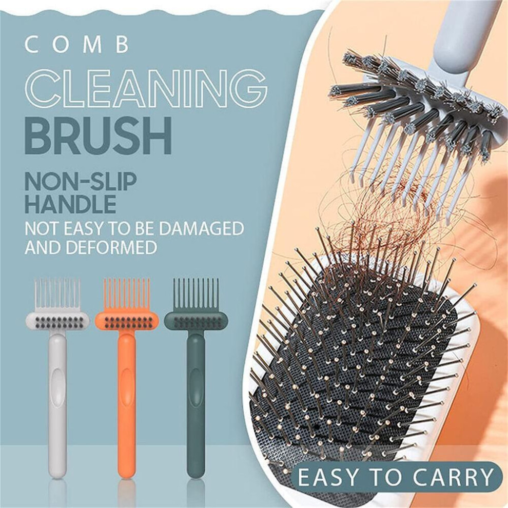 (grey) 2 In 1 Comb Cleaning Brush Hair Brush Cleaner Tool Hair Brush Remover Rake Hair Brush Cleaning Tool