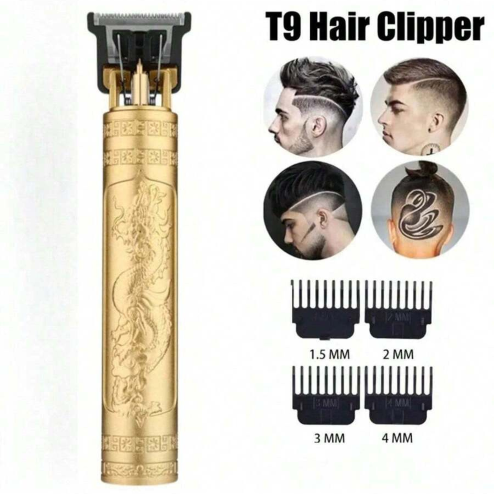 T9 Hair Clippers for Men Gold Rechargeable Trimmer & Hair Cutting Kit