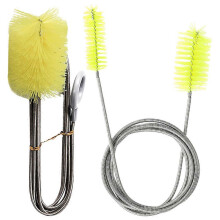 (As show, One size) 2pcs Kitchen U-shaped Pipe Brush Cleaning Brush Glass Inlet and Outlet Nylon Brush Aquarium Cleaning Tools Spring Brushes for Home (Yellow)