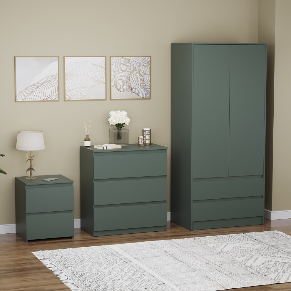 (Jasper Green) Denver Bedroom Set Of 3 Furniture Chest Wardrobe