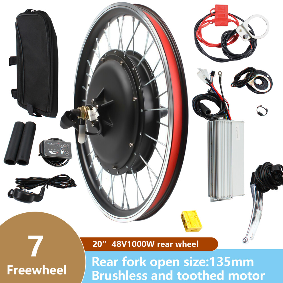 20" 48V1000W Rear Electric Bicycle E-Bike Wheel Conversion Kit