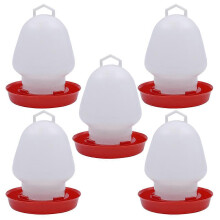 (As show, One size) 5PCS Thickened Plastic Poultry Automatic Waterer Househlod Birds Drinker Water Feeding Dispenser for Home Farm Shop (1.5L)