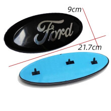 (Black & Silver, 1pcs) Ford Badge Black/Silver Tourneo Front Grill Oval Transit Custom Ranger 230mm
