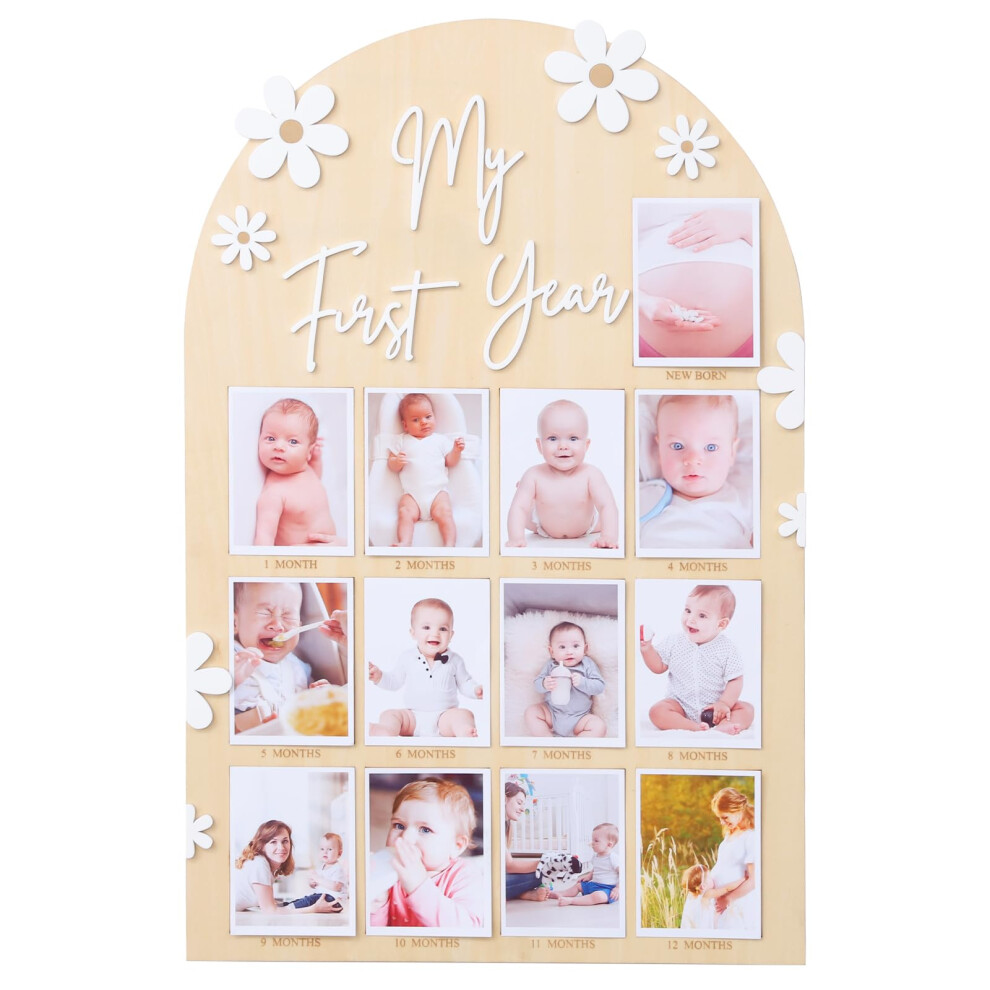 Wawuo 1St First Year Photo Board 12 Month Picture Milestones Board My First Year Board Daisy Birthday Decorations G??????