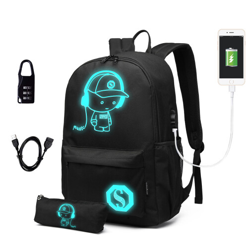 Anime Luminous Backpack With USB Charging Port & Pencil Case