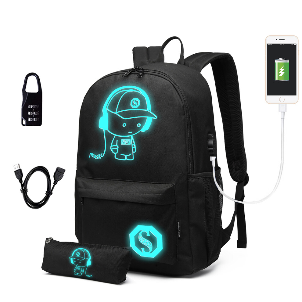 Anime Luminous Backpack With USB Charging Port & Pencil Case