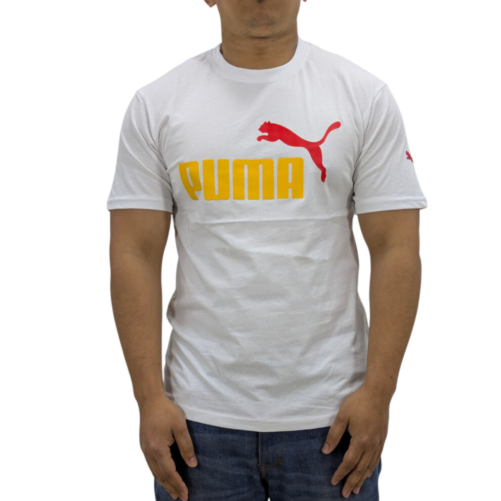 Puma (White, Xl) Mens T Shirt Essentials Logo Crew Neck Pullover Top
