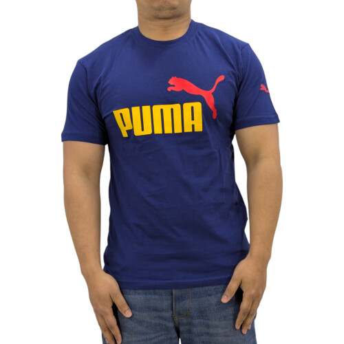 Puma (Navy, S) Puma Mens T Shirt Essentials Logo Crew Neck Pullover Top