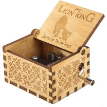 Starožitná vyrezávaná hracia skrinka Lion King Ručná kľuka Drevená domáca dekorácia do obývačky a spálne (Veľkosť: 1ks)