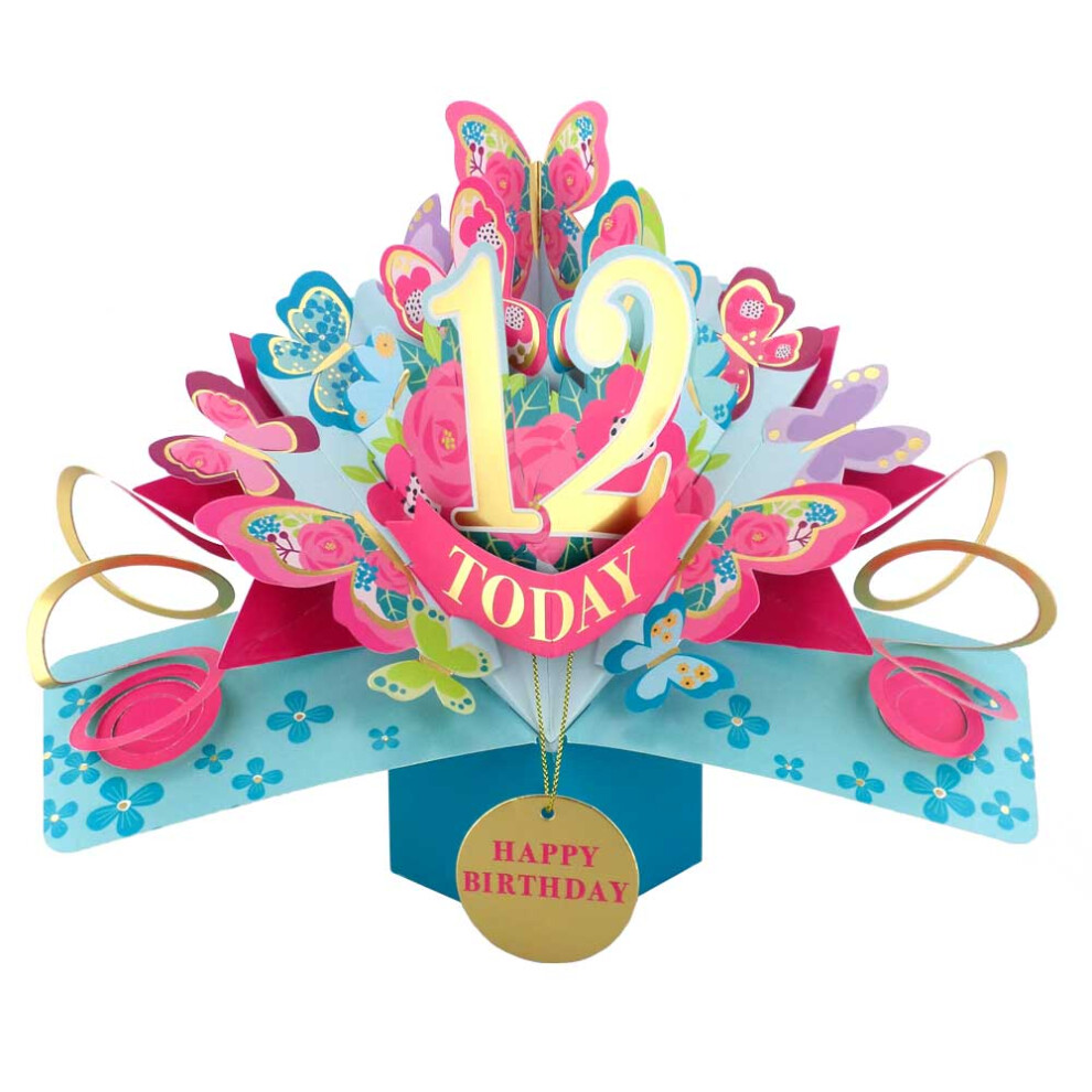Love Kates 12 Today Happy 12Th Birthday Pop-Up Greeting Card Love Kate's Pop Up Cards Her
