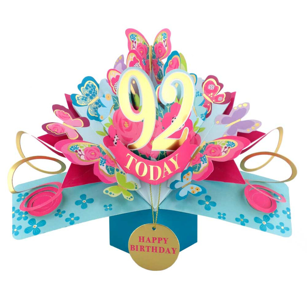 Love Kates 92 Today Happy 92Nd Birthday Pop-Up Greeting Card Love Kate's Pop Up Cards Her