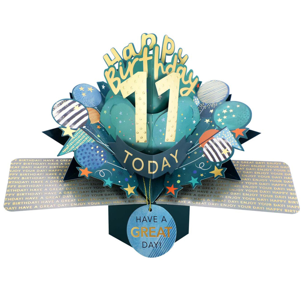 Love Kates 11 Today Happy 11Th Birthday Pop-Up Greeting Card Love Kate's Pop Up Cards Him