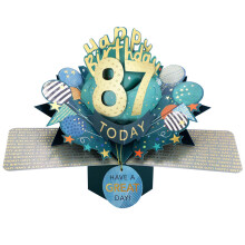 87 Today Happy 87th Birthday Pop-Up Greeting Card Love Kate's Pop Up Cards Him