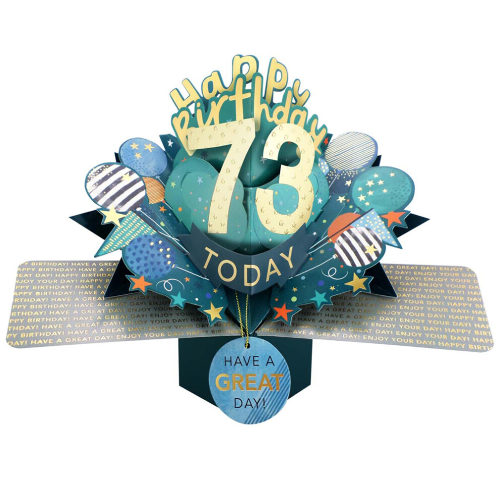Love Kates 73 Today Happy 73Rd Birthday Pop-Up Greeting Card Love Kate's Pop Up Cards Him