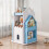 Living And Home (White + Blue) 3-Tier Castle Kids Rotating Bookshelf 1