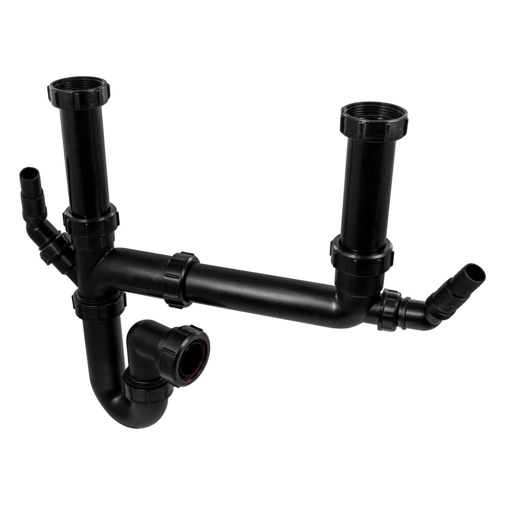 McAlpine SK2A-BL Black Double Bowl Sink Kit