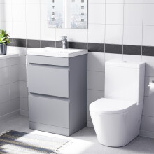 Nes Home Matte Grey 500mm 2 Drawers Basin Vanity Unit & Close Coupled Toilet