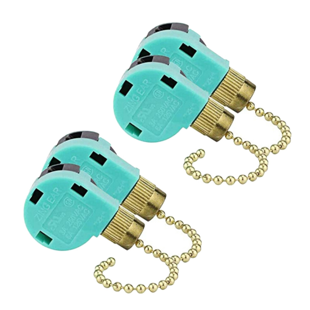 4Pcs Ceiling Fan Switch Ze-268S6, 3 Speed 4 Wire Control Pull Chain Cord Appliances Parts (Gold) 4852257165713
