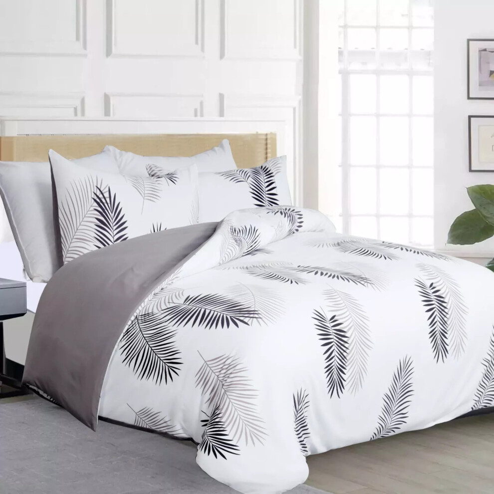 (Single: 137X200cm, Leaf) Hotel Quality Printed Duvet Cover Luxury Soft Bedding Reversible 3 Piece Quilt Covers