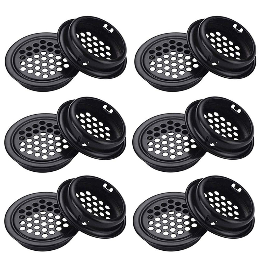 Grille de ventilation ronde pour armoire, trou d'aération de 35 mm, 30 pièces, noire, pour salle de bain, armoire, chaussures
