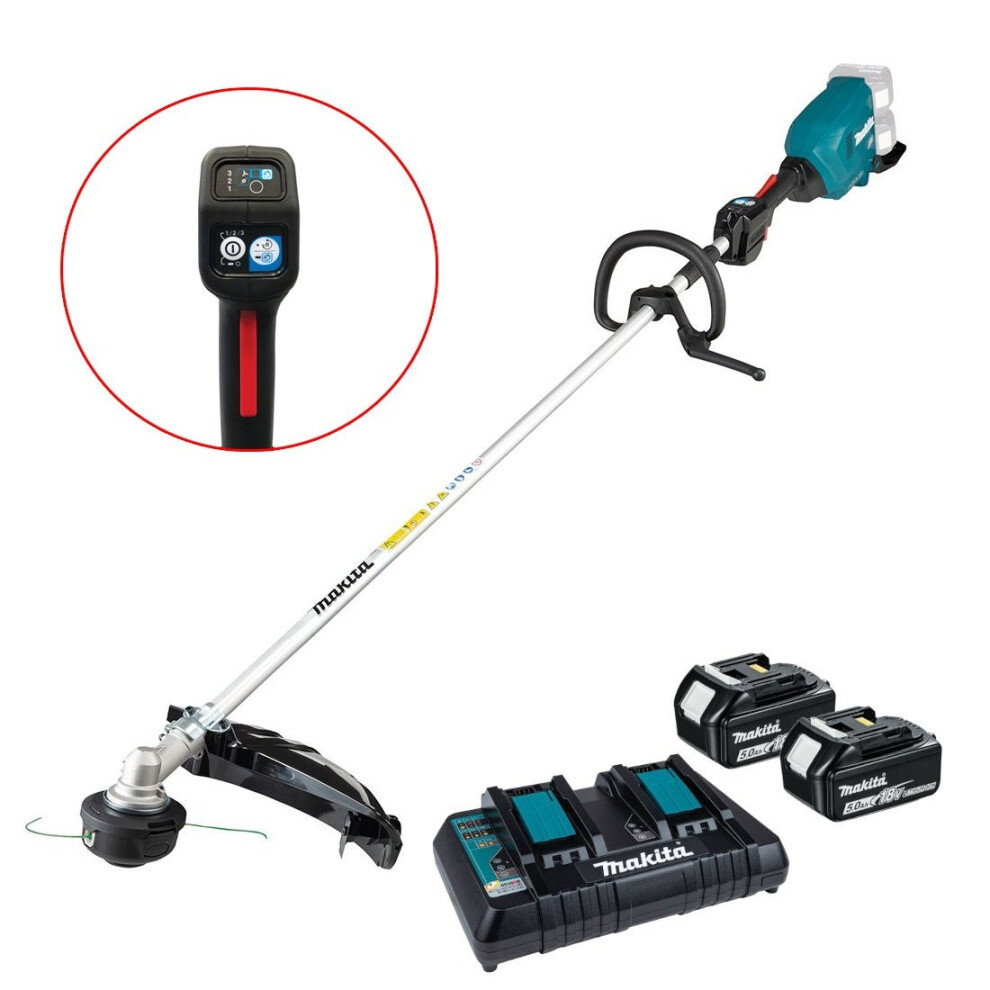 Makita DUR369LPT2 Twin LXT 18v 36v Li Brushless Brush Cutter Strimmer 43cm 2x5Ah