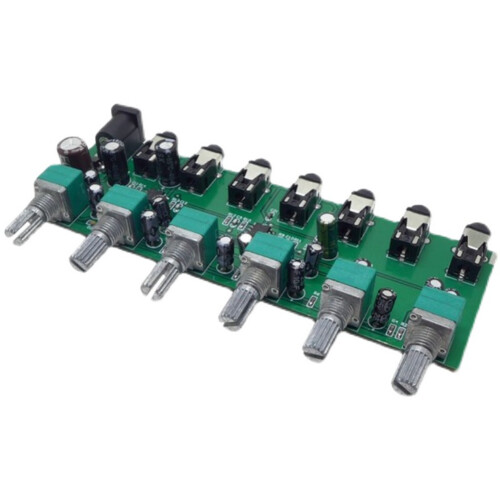 6 Τρόποι Stereo Mixer Audio Distributor Mixing Board with Volume Control DC5-24V 1PC Inputs 1 Output