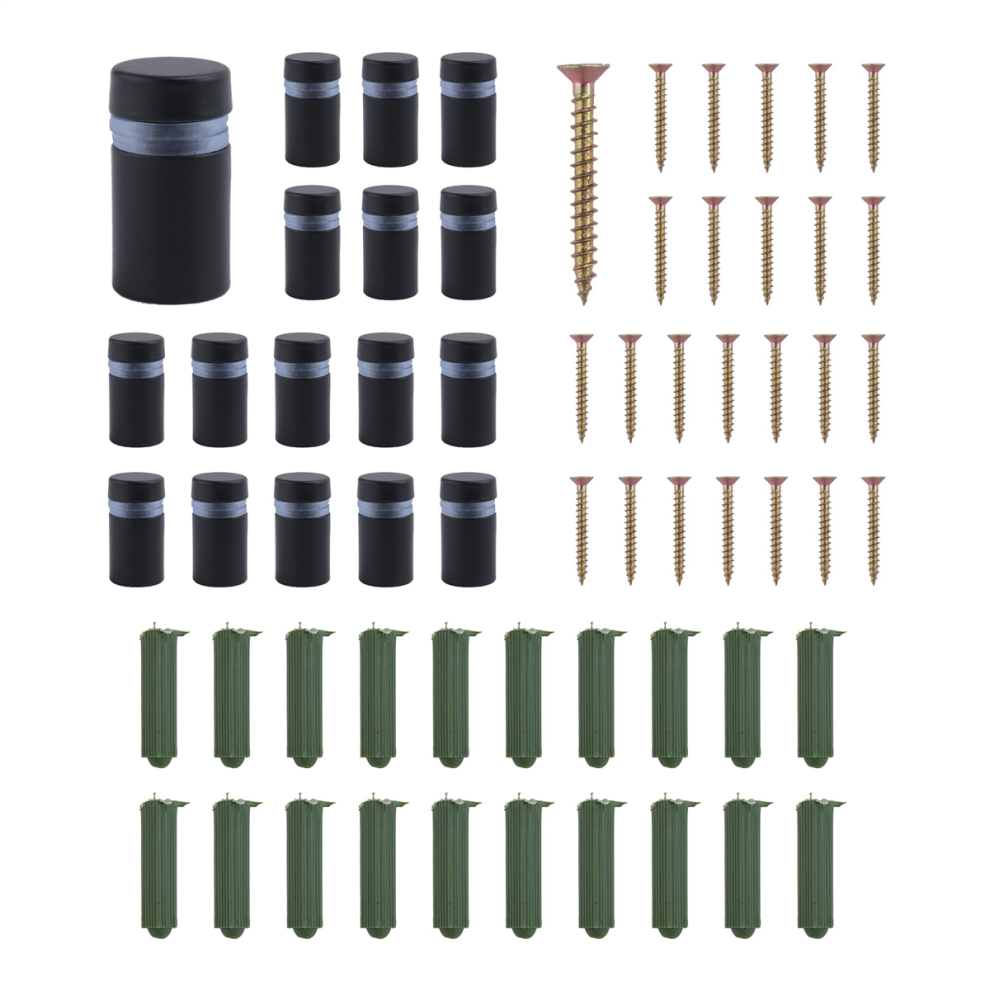 24Pcs Standoff Screws, Wall Sign Mounting Hardware Advertising Glass Nail For Hanging, Black 4852257166789