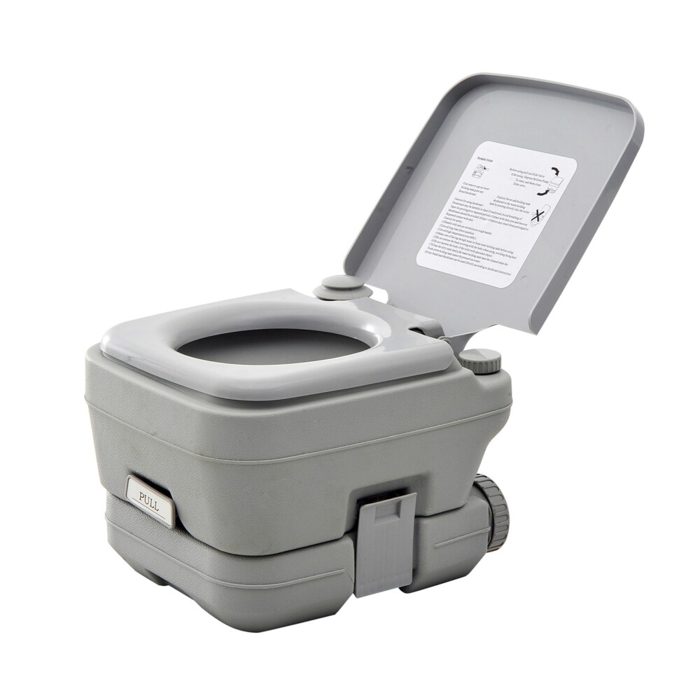 HOMCOM 10L Portable Travel Toilet Outdoor Camping with 2 Detachable Tanks Grey