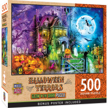 MasterPieces 500 Piece Glow in The Dark Halloween puslespil - Halloween Terrors - 15""""x21""""