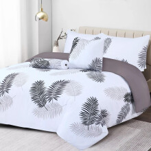 (Double: 200X200cm, Leaf) Hotel Quality Printed Duvet Cover Luxury Soft Bedding Reversible 3 Piece Quilt Covers