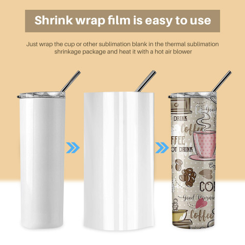8Χ12 ιντσών Sublimation Shrink Wrap Sleeves, 60 τμχ Λευκό για ποτήρια, κούπες, κύπελλα και άλλα 2