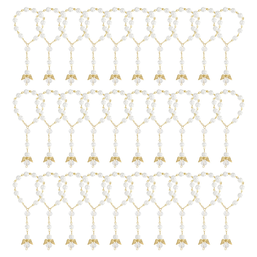 30 Pcs Baptism Rosary Acrylic Beads Mini Rosaries Angel For The First Communion Favors Torribaly