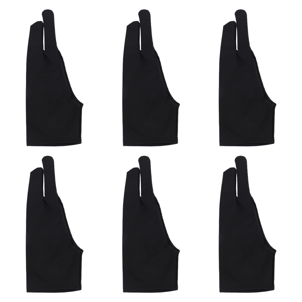 Torribaly Two Finger Artist Glove 6Pcs, Anti Smudge Drawing For Graphic Tablet Painting Sketching Good (Medium)