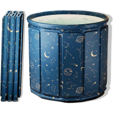 AYES Foldable Soaking Bathtub for Adults, Portable Ice Bath tub for Cold Water Planet Blue, 70cm*70cm*65cm)