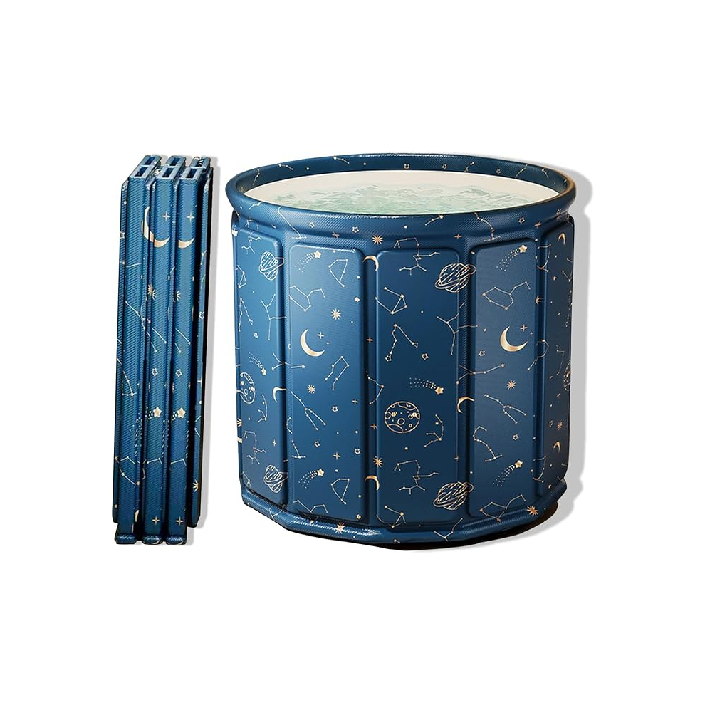 Ayes Foldable Soaking Bathtub For Adults, Portable Ice Bath Tub For Cold Water Planet Blue, 70Cm*70Cm*65Cm) 12965519